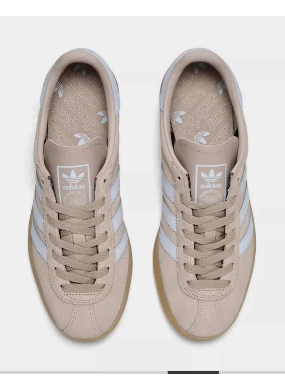 adidas Beige Suede Munchen Sneakers White Stripes - Picture 3 of 6